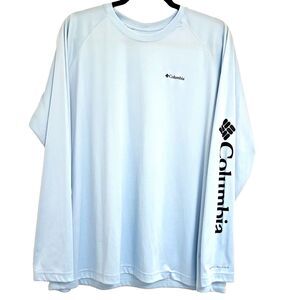 Columbia Womens (2X) Long Sleeve Omni-Shade UVF-50 Sun Prot. Raglan Top Sky Blue